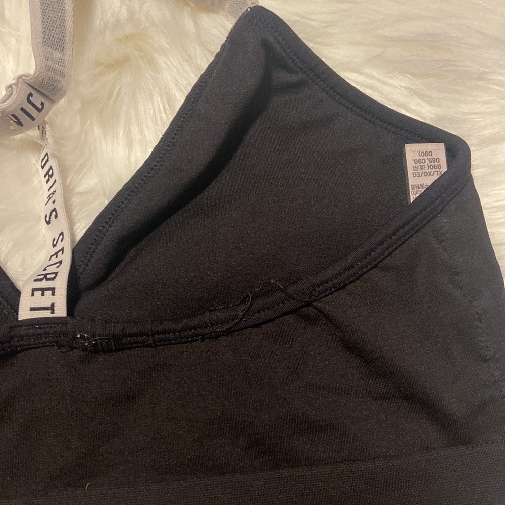 Victoria’s Secret black logo straps bralette sports bra size XL extra large - Picture 6 of 7